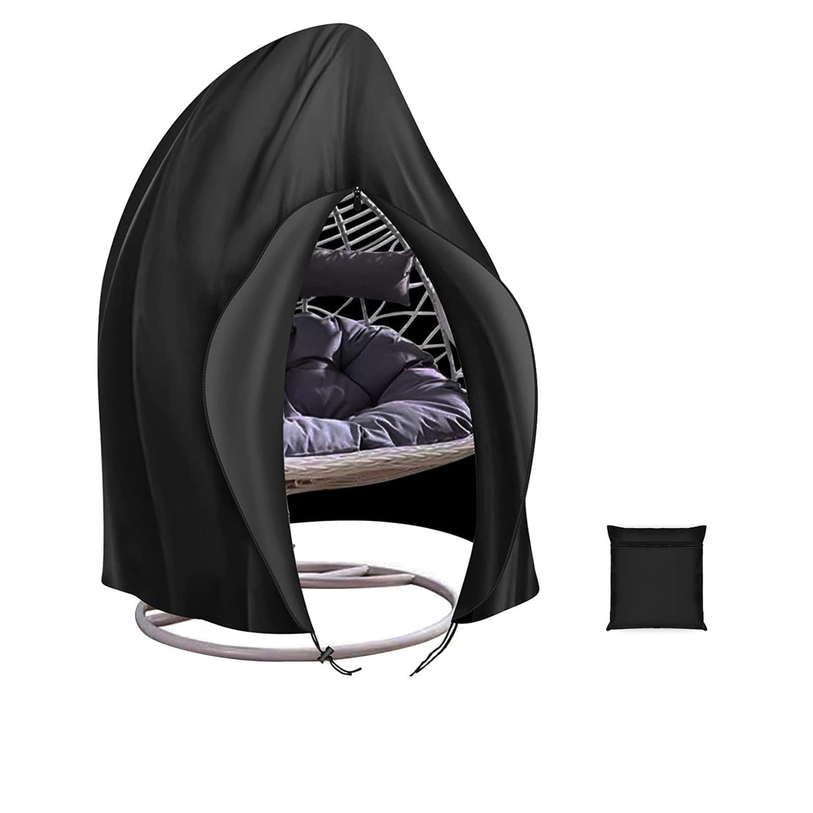 SIRUITON Ø200*230cm,420D Reinforced Patio Double Seat Hanging Egg Chair Cover,Double Seat Cocoon Swing Egg Chair Cover Waterproof with Zipper,Heavy Duty Fabric for Large Egg Chair on Stand