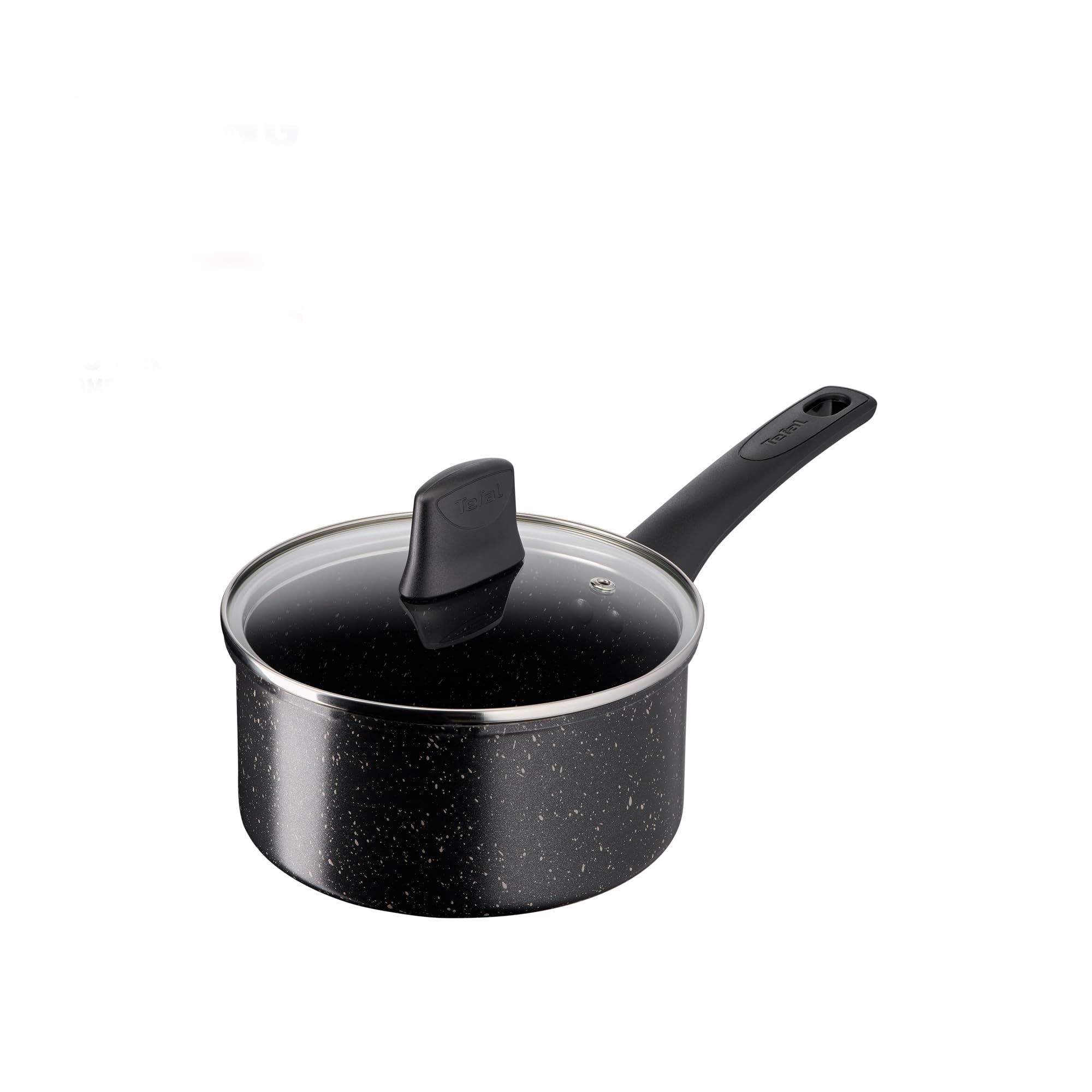 Tefal Titanium Stone Saucepan 18 cm + Lid, High-Performance Non-Stick Durable Coating, Metal Safe, All Hobs Including Induction, Thermo-Signal, Black, E1052345