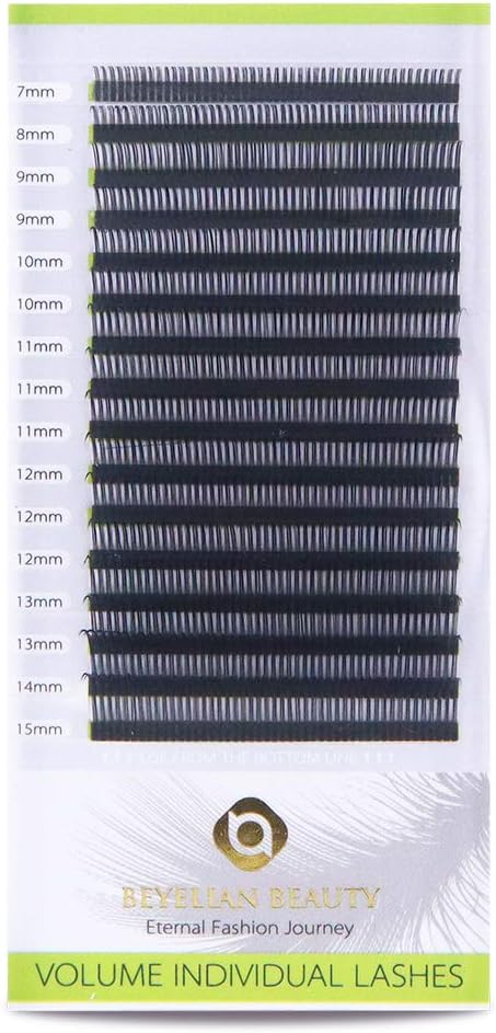 BEYELIAN Gap Eyelash Extensions Easy Making Fan Lash Extension Separated Volume Set .07mm Natural Lashes Semi Permanent D Curl 5D Mix Tray 7-15mm
