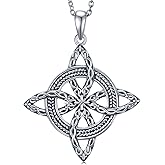 Peireara Witches Knot Necklace for Women 925 Sterling Silver Witch Pendant Necklace Good Luck Irish Pagan Wiccan Jewelry Gift for Women