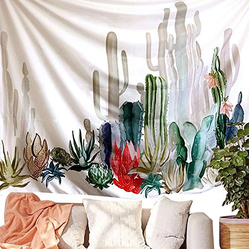 Gontic Cactus Wall Tapestry Bedroom Mandala Bohemian Tapestry Wall Hanging Indian Wall Decor Cactus Landscape Curtain Tablecloth Home Room Headboard Decor 59"X79" - Thumbnail 2