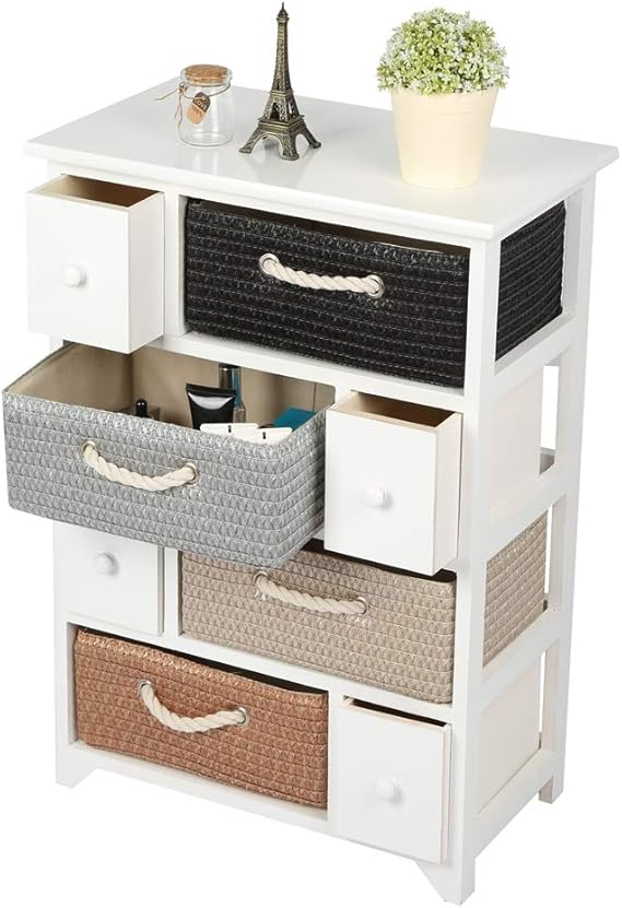 Storage Style Bedside Wooden Wicker Bedside