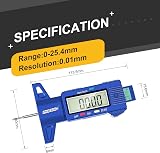 GODESON Blue Digital Tyre Tread Depth Gauge 0-25.4mm Large LCD UK view 6