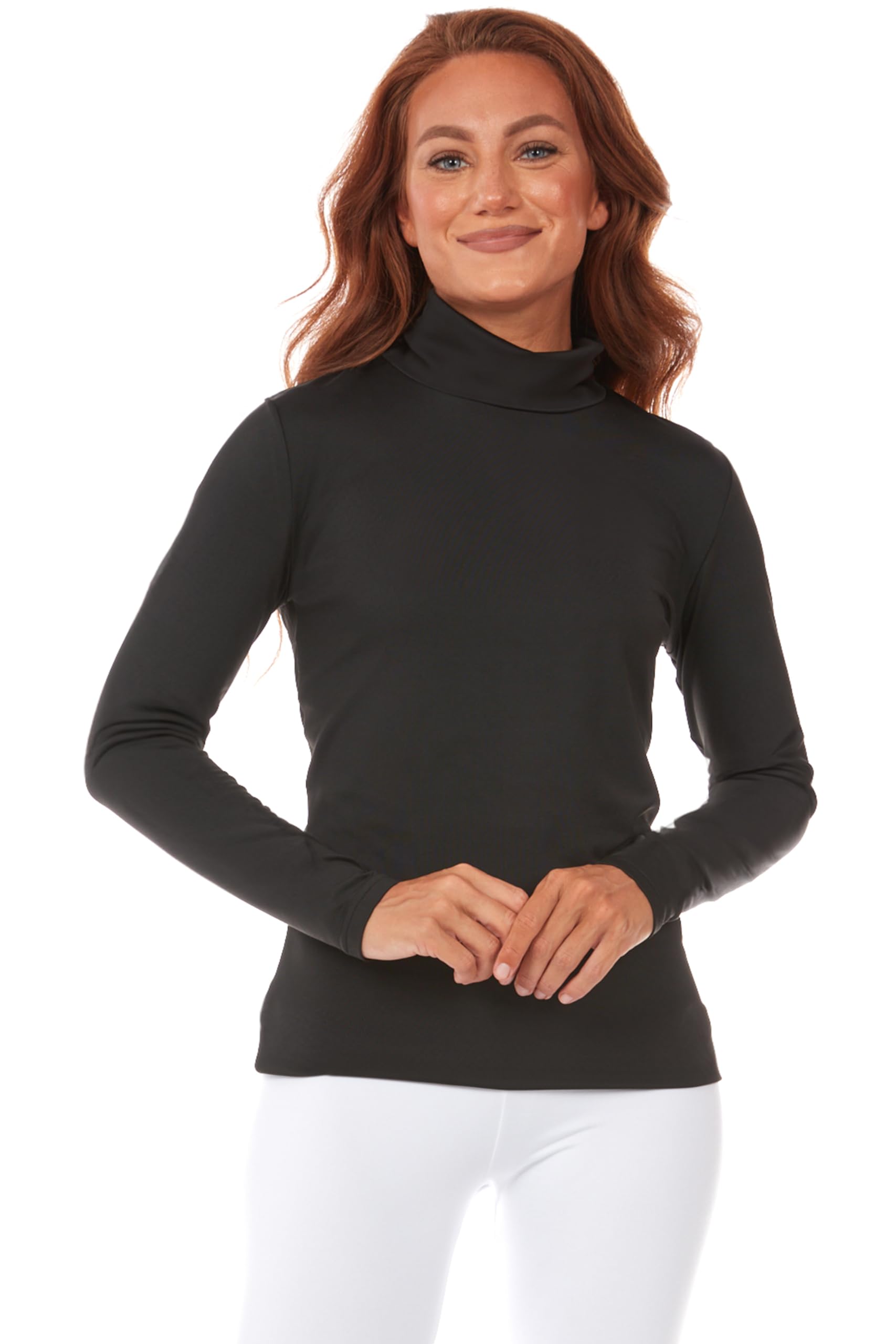 Thermajane Black Turtleneck Shirt Women, Thermal Black Turtleneck