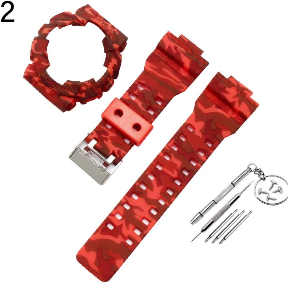 Pushfocourag Genuine Bracelet Watch Replacement Watch Strap Protective Case for Casio G-Shock GA-110 GA100 GD-120 - Fashion Casual Watches for Women and Men