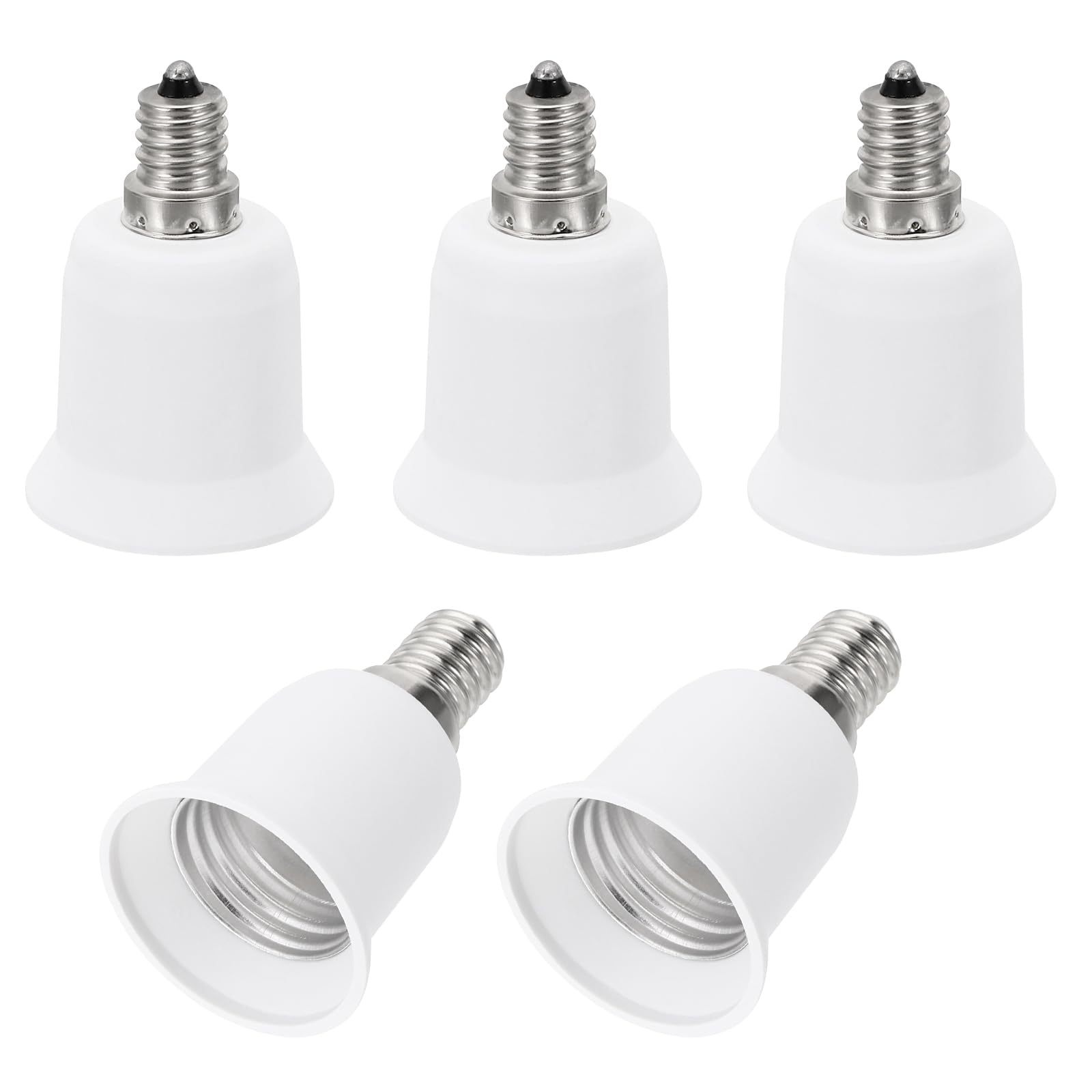 PATIKIL E12 to E26/E27 Light Socket Adapter, 5pcs Lamp Holder Convert Screw Base Converter for Halogen CFL Light Bulb, White