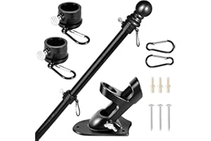 6.5FT/2M Flag Pole Kit for Canada Flag, Professional Stainless Steel Flag Pole with Mounting Bracket, Wall Mount Flag Pole Ki