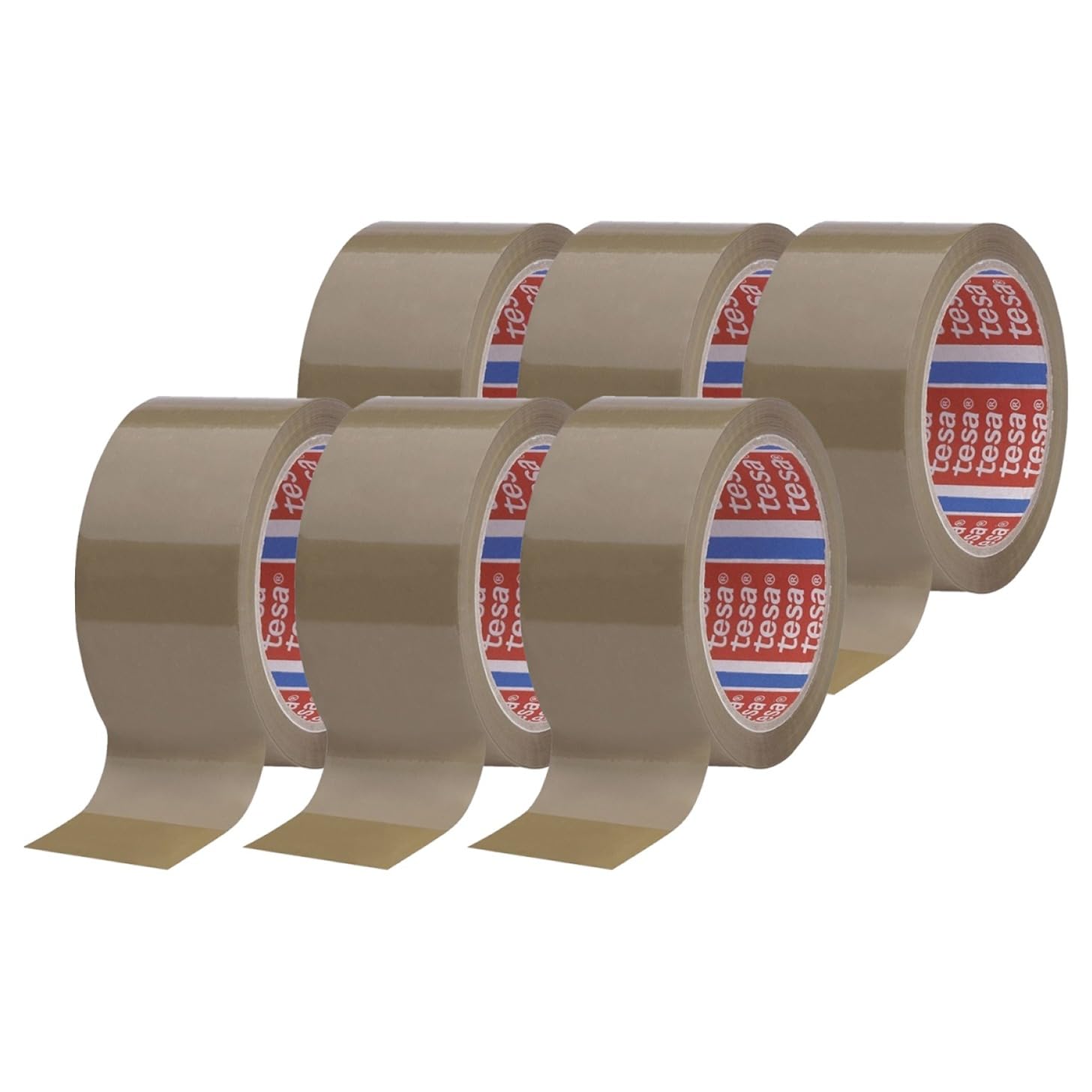 tesa 6 Rolls 4195 PP Packing Tape (66 m x 50 mm) Parcel Tape Brown