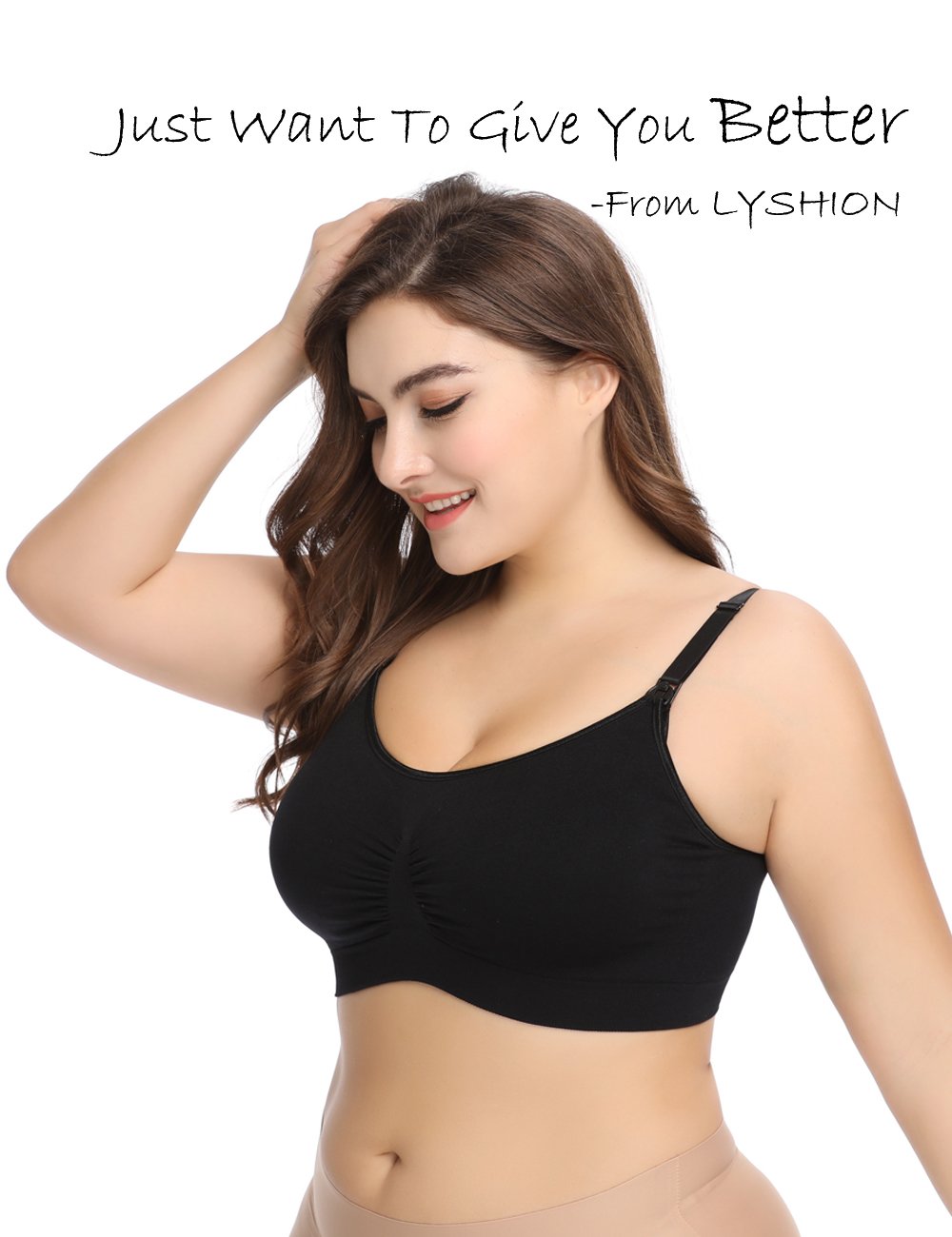 LYSHION 2-Pack Nursing Bra - Full Bust Seamless Nursing Maternity Breastfeeding Bras with High Elasticity and Width Adjustable