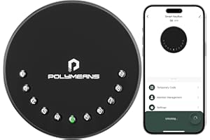 POLYMEANS Smart Key Lock Box,Electronic Wall Mount Key Safe with Bluetooth Connection to iOS/Android App and Sharable Keypad Codes，No Wifi,65IP Waterproof，for Door Handle Home Office Home Warehouse
