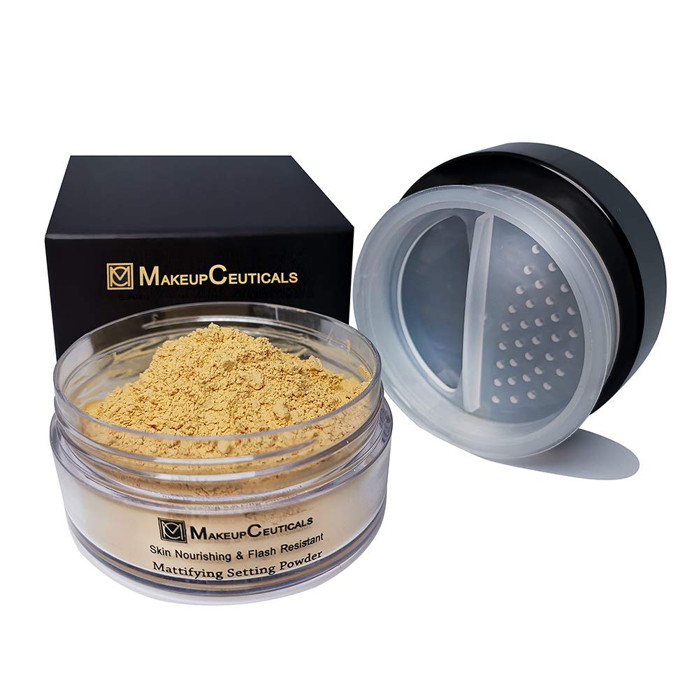 MakeupCeuticals Water-proof Mattifying Setting Powder – No Talc No Flashback Loose Finishing Powder for Matte Makeup Brown Medium Dark Oily Skin 0.88oz Plátano Polvo De Fijación Matificante (Banana)
