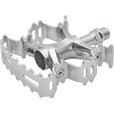 Mikashima Aurora Silver Pedal Left and Right Set | MKS Aurora Aluminum Platform Pedals - Lightweight, Grippy, for City &amp; Gravel Riding