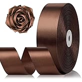1-1/2 Inch 100 Yards Brown Satin Ribbon, Solid Fabric Ribbon Roll for Flower Bouquet, Gift Wrapping, Roses Making, Handmade Crafts