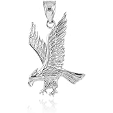 Claddagh Gold Fine 925 Sterling Silver Eagle Landing Necklace Pendant