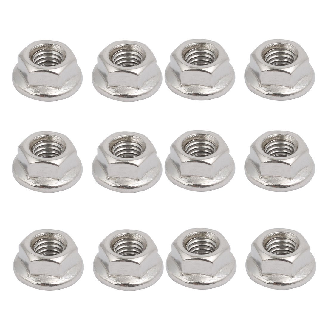 Sourcingmap 12pcs M6x1mm Pitch Metric Thread 304 Stainless Steel Left Hand Hex Flange Nut