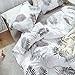 JANZAA 3 PCs Leaves Duvet Cover Set, Microfiber Soft Botanical Floral Tree Leaves Pattern Printed White Bedding Set with Zipper Closure(Leaves,Queen)