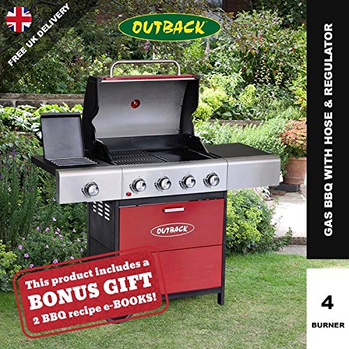 Outback Meteor Hooded Stainless Steel 4 Burner Gas BBQ Amazon.co.uk