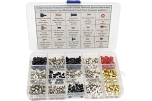 HVAZI 15 Kinds Personal Computer Screws Standoffs Spacer Assortment Kit for Computer Case Motherboard Hard Drive fan power graphics