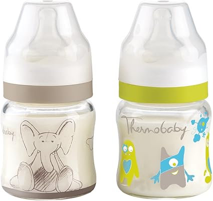 Thermobaby Biberons Verre Complets Monstre Savane Tetine Silicone Transparent 1 Ml Lot De 2 Modele Aleatoire Amazon Fr Bebes Puericulture