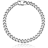 SanThree 5.5mm Pure Titanium Cuban Link Bracelet for Men Wrist, Ultra Light Skin Friendly Cuban Chain Bracelets for Women, 7.87 Inch Length Jewelry with Box Package