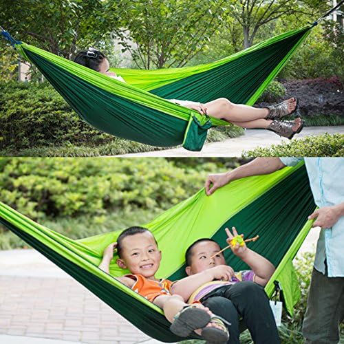 WOPS Camping Hammock, Light Weight Outdoor Travel Camping Multifunctional Hammocks with Hanging Rope and Carabiners (Green)