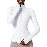 Locachy Women's Slim Fit Full Zip Athletic Running Sports Workout Jacket with Thumb Holes