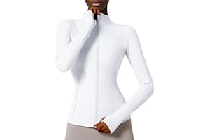 Locachy Women's Slim Fit Full Zip Athletic Running Sports Workout Jacket with Thumb Holes