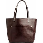 Portland Leather Goods Classic Medium Tote Bag – Handmade, Open Top, Durable & Unlined – Interior & Exterior Pockets