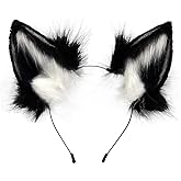QinRuan Fox Cat Long Fur Ears Hair Headwear Wolf Animal Anime Halloween Cosplay Costume
