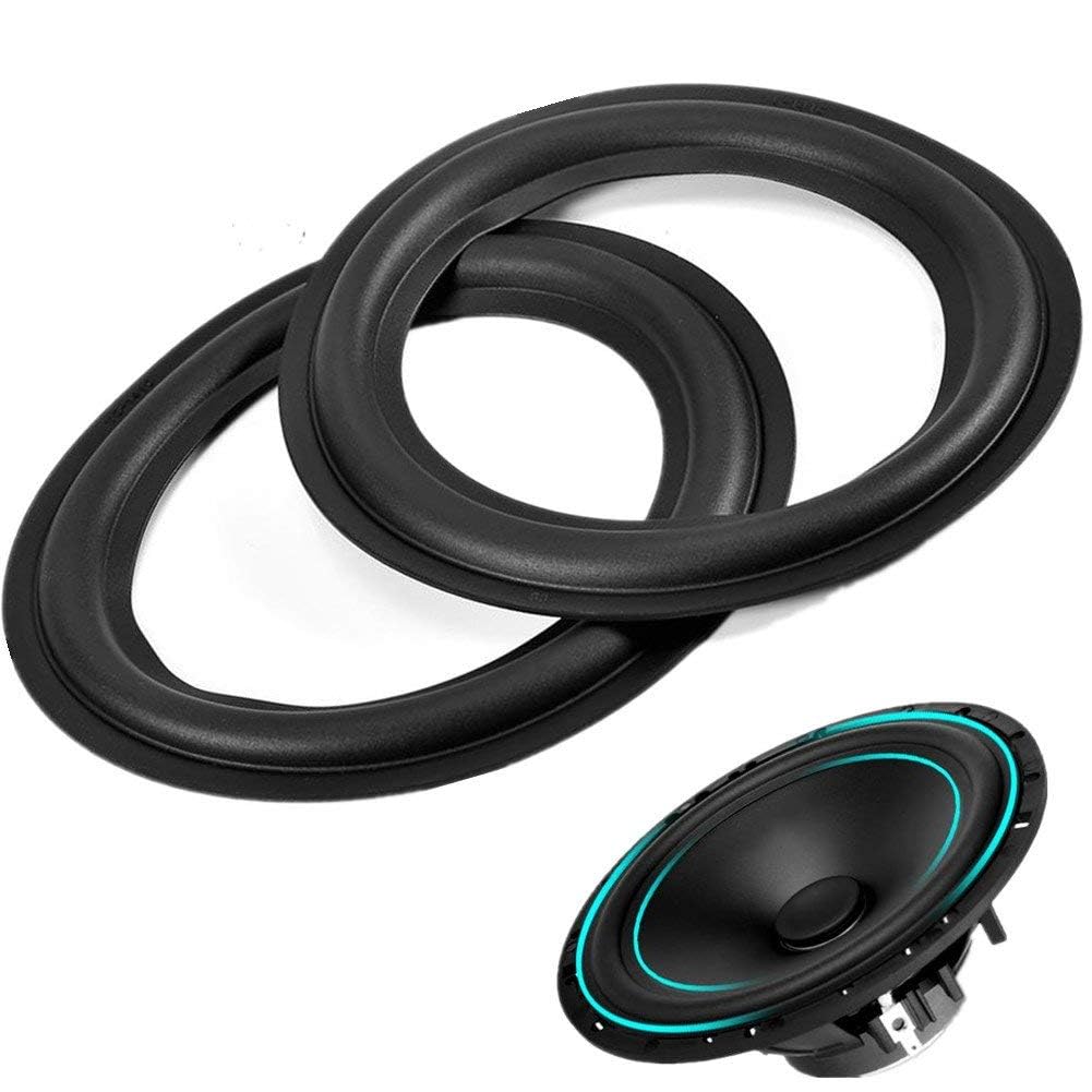 Zerone 2pcs 6 inch / 156mm Perforated Rubber Foam Edge Surround Speaker Repair Parts Replacement Kit, Black