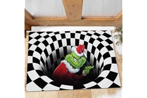 HEFNOYA 3D Illusion Doormat, Funny Entryway Rug for Christmas Decoration Indoor Outdoor Halloween Welcome Bathroom Kitchen Floor mat for Xmas(Black 20" × 31.5")