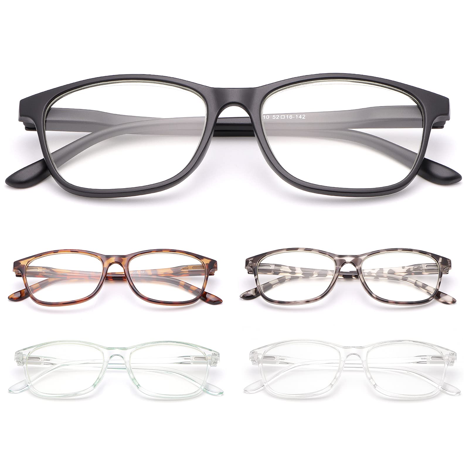 5 Pack Reading Glasses Blue Light Blocking Comfort Spring Hinge Readers for Men and Women Anti Glare UV Filter Lightweight Eyeglasses, Assorted Colors, 5 Pairs Unisex Fashion Presbyopic Eyewear 2.5