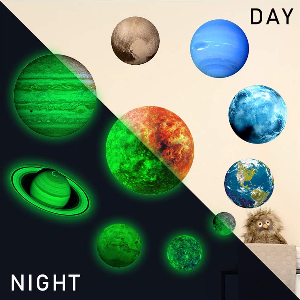 BETOY Luminous Wall Sticker 9 Nine Planets Solar System Fluorescent Wall Stickers Decoration for Kids Bedroom Living Room Nursery Baby Room - Image 4