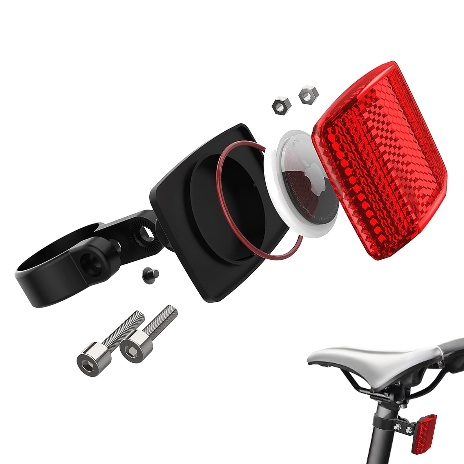 ONEONTA Airtag Bike Mount, Hidden Bike AirTag Holder for Apple Airtag, Seatpost Reflector Mounts, Anti-Theft Air Tag Case, Electric Bicycle, Scooter