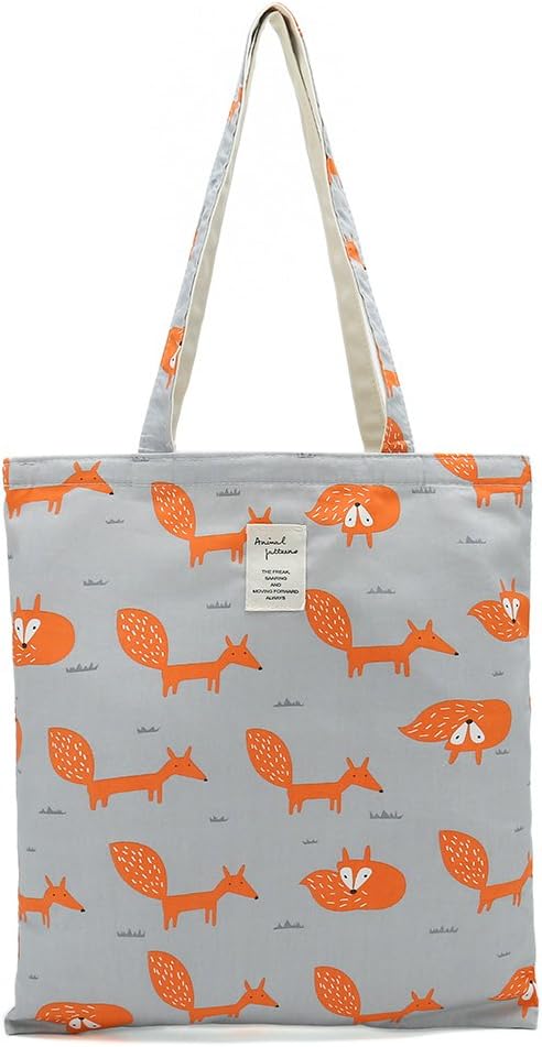 Women's Canvas Tote Shoulder Bag Stylish Shopping Casual Bag Foldaway Travel Bag