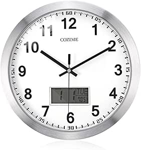 Duyifan Reloj de Pared Redondo Decorativo de 12 Pulgadas con Pantalla