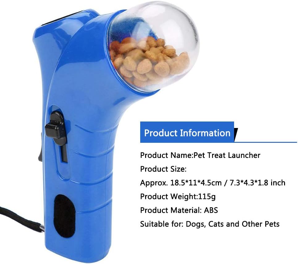Pssopp Pet Treat Launcher Shooter Dog Food Catapult Puppy Snack Feeder Dispenser Pet Training Toys Interactive Toys for for Exercise and Training(Blue) - Image 3