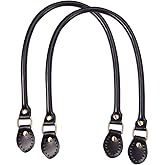 PH PandaHall 2pcs Leather Purse Handles 24.2” Sew On Bag Handles Purse Replacement Strap Black PU Leather Handbag Strap for Purses Handbag Shoulder Crossbody Bag Tote Bag Making Supplies