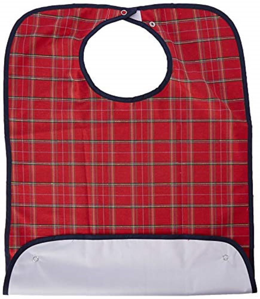 Homecraft Everyday Bib, Waterproof Adult Bib, Clothing Protector from Spills and Stains, Mealtime Bib Protector, Dinning Aid Apron, Washable, Medium, Red, (Eligible for VAT relief in the UK)