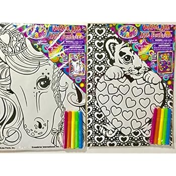 Amazon.com: Lisa Frank Velvet Art Animal Kits (2) Horse and Tiger Include Markers: Toys & Games