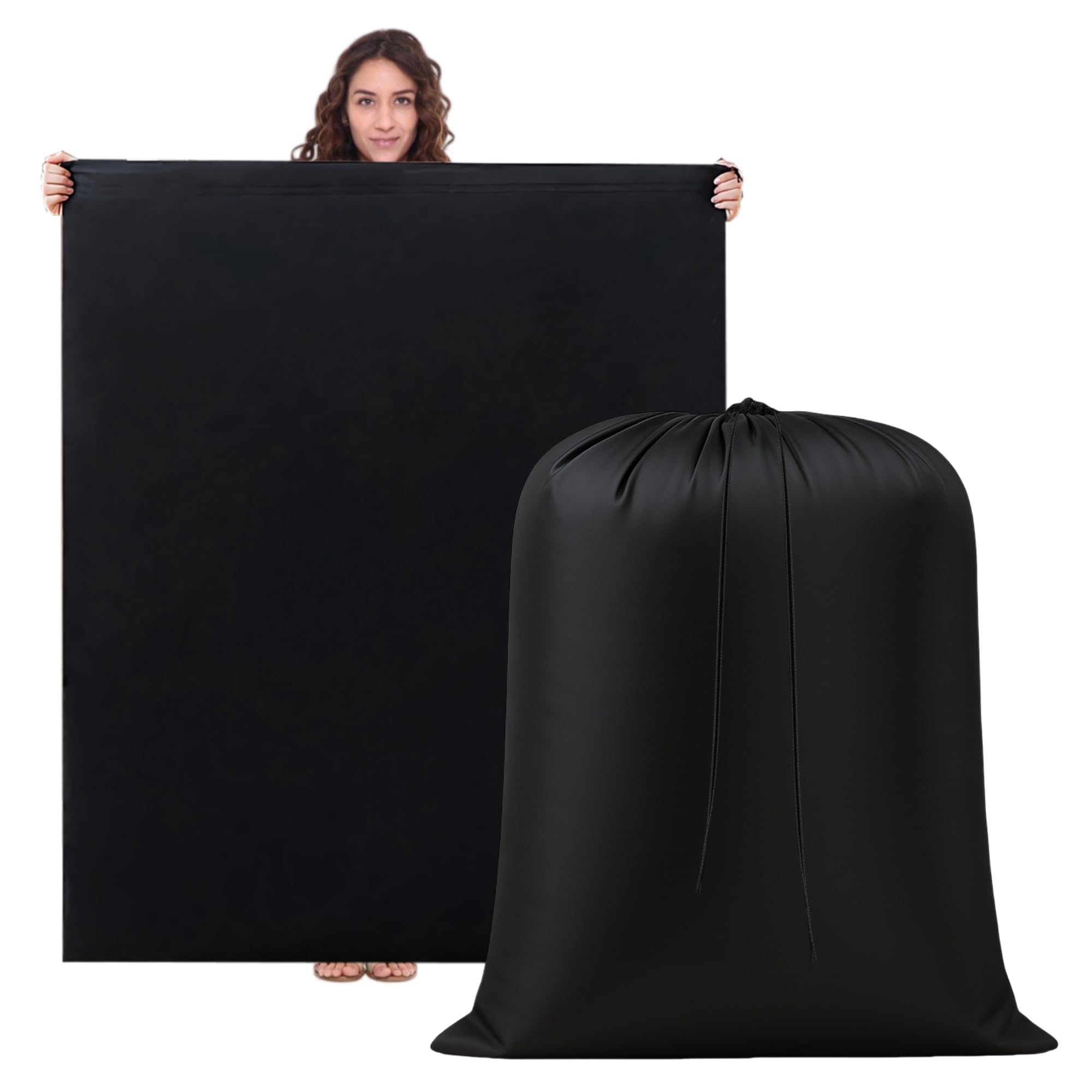 Photo 1 of 2 Pack Clothes Storage Bag, 43" x 55" Moving Bags Heavy Duty Extra Large with Drawstring, Reusable Giant Extra Luggage Storage Bags for Luggage, Suitcase, Furniture, Chair, Kids Bike