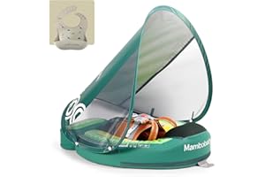 FURSARCAR Mambobaby Baby Pool Float with Canopy & Tail Mambobaby Baby Swim Float Non-Inflatable Solid Baby Float Upgrade Soft Waterproof Skin-Friendly Material Infant Swim Float