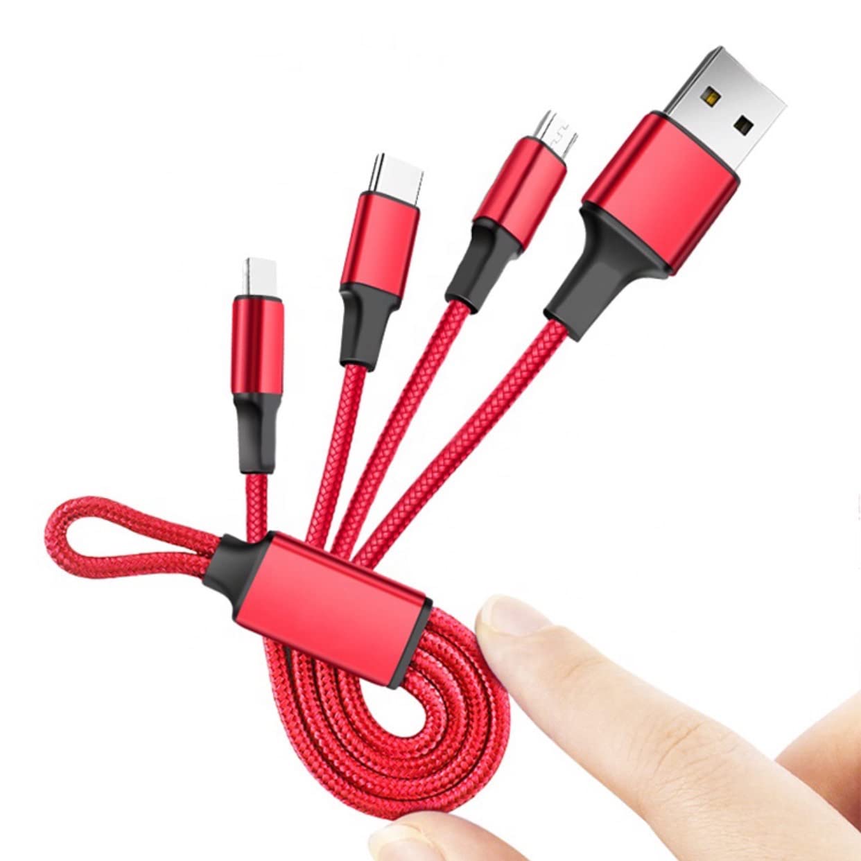 Photo 1 of 3-in-1 Multi Phone Charger Cable (0.6FT), Short Charging Cords with USB Type C, Micro USB for Simultaneous Charge, Portable Cord Compatible with Android & Apple Devices, iPhone 16/15, Samsung, iPad