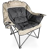 Black Sierra Oversized Camping Chair for Adults, Heavy Duty Outdoor Seat with Plush Padding, Supports 400lbs, Cup Holders & Carry Bag, Comfortable Folding Chair for Tailgating, Patio & Sideline Events