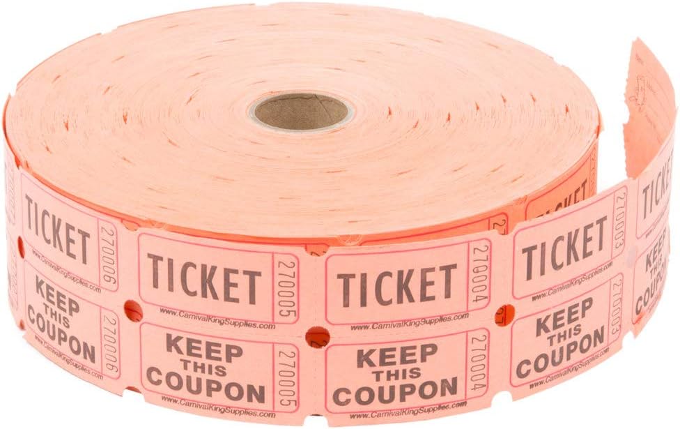 Raffle Ticket Orange Double Roll of 2000 Tickets (Orange