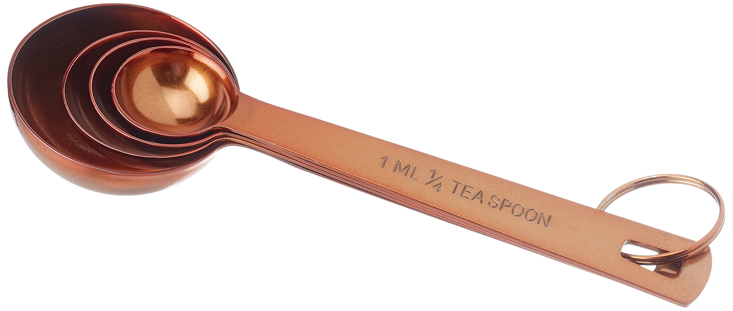MasterClass Stainless Steel Measuring Spoons (Set of 4) - Copper Finish, Brown