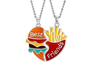Best Friend Necklaces for 2 Girls Boys - Friendship Gifts BFF Hamburger French Fries Matching Necklaces - Anniversary Birthda