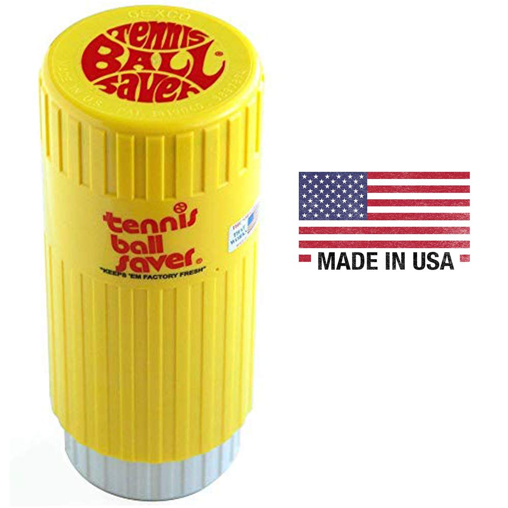 Gexco Tennis Ball Saver - Keeps Tennis & Padel Balls Fresh & Bouncing Like New - Stores 3 Balls at 10-14 PSI, Up to 5x Longer Life - Yellow, Medium Size