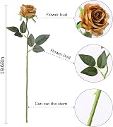 Veryhome 10 Pcs Artificial Roses Silk Flowers Single Stem Bridal Bouquet Gold view 4