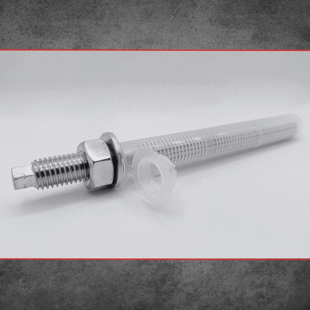 BATIFIX Schwerlast-Montageset I M10x130 Ankerstangen verzinkt + Siebhülsen inkl. Injektionsmörtel und Hutmuttern I Schwerlast-Anker I Schwerlast-dübel (Verzinkter Stahl, M10 x 130 mm) 8